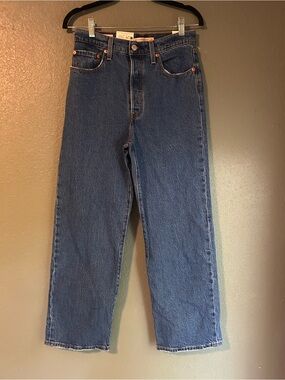 Levi's Ribcage Straight ankle button fly blue denim jeans size 28 #denim #classi